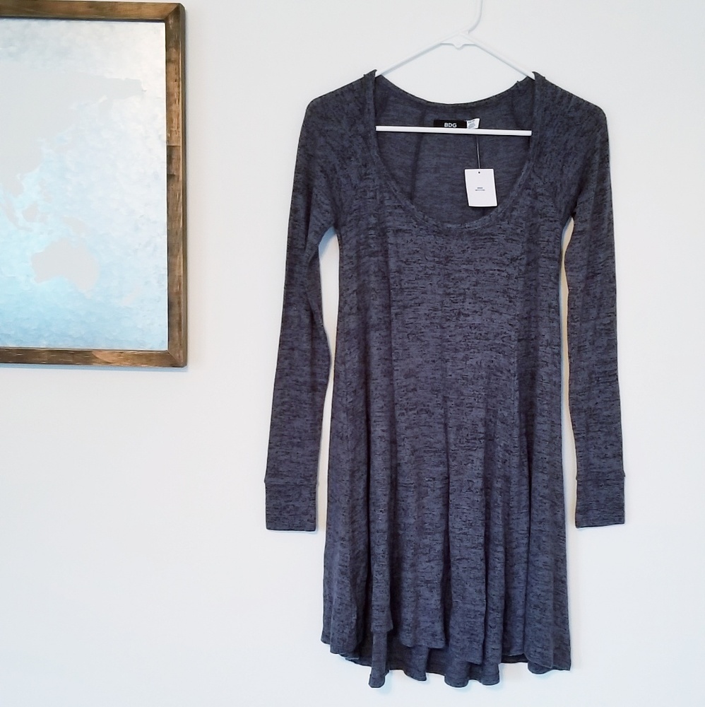 NWT BDG Grey Long Sleeve Skater Dress